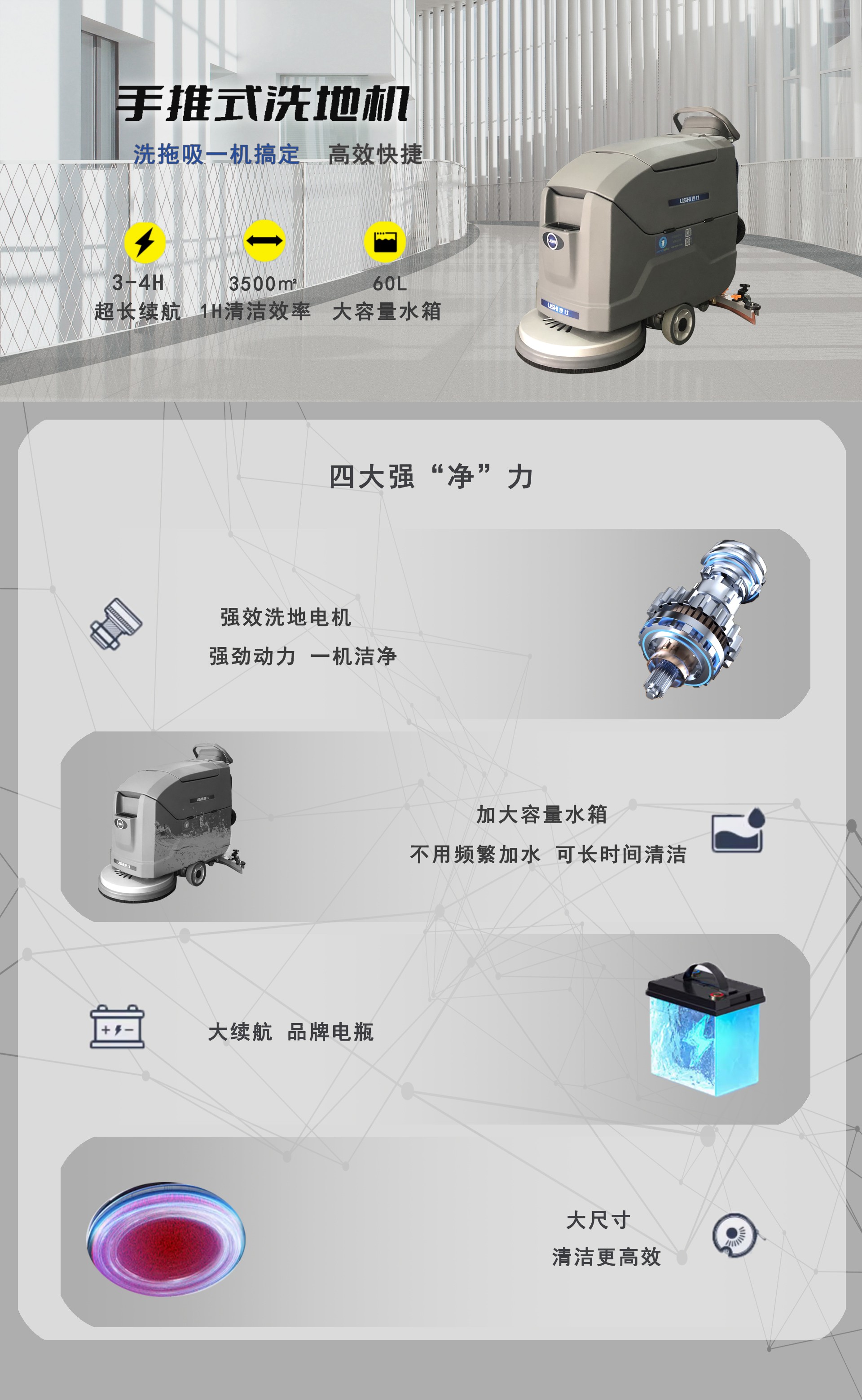 工業(yè)洗地機(jī), LS-608手推式洗地機(jī) 工業(yè)洗地機(jī), LS-608手推式洗地機(jī)